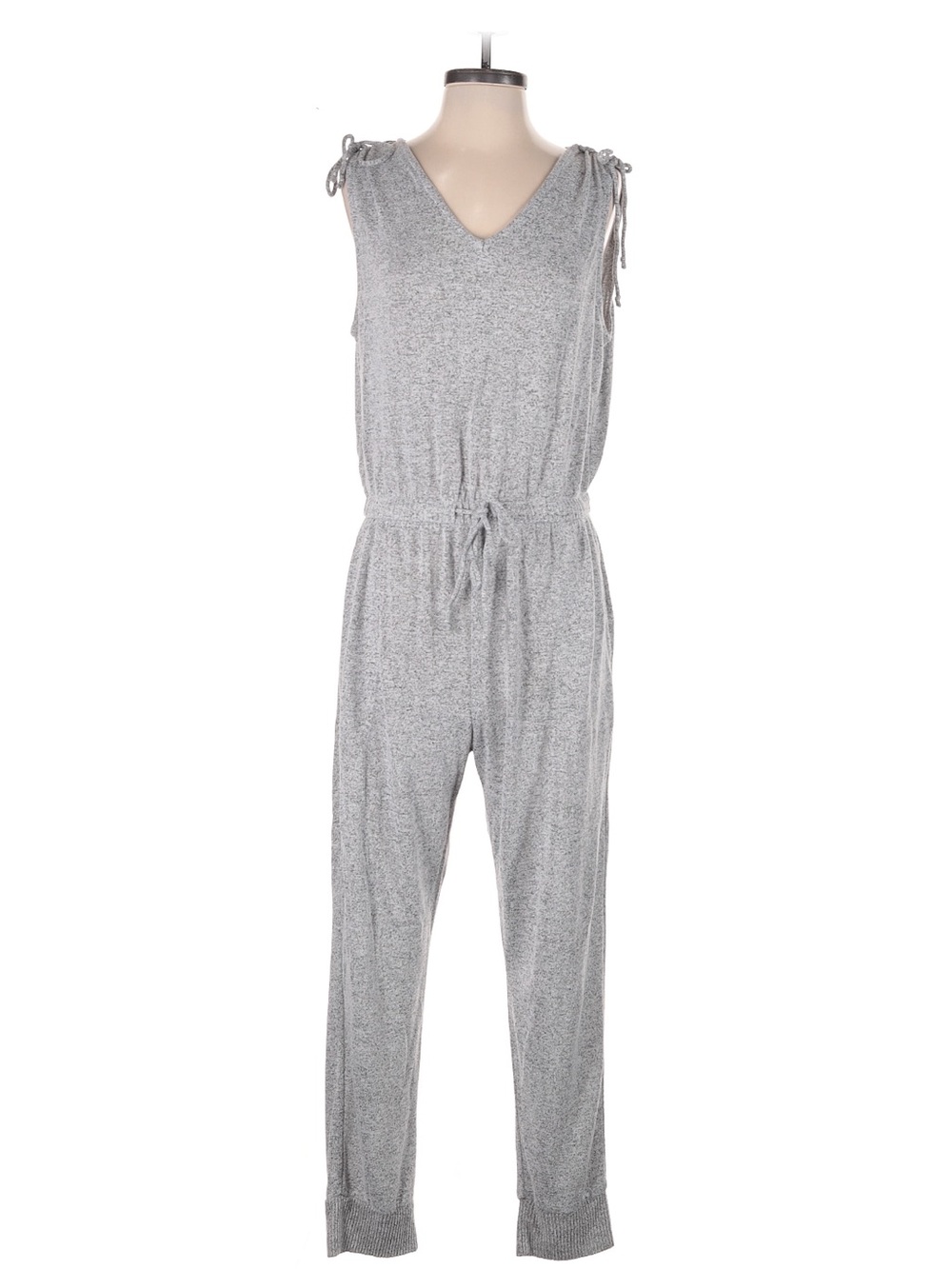 Cozy Sleeveless Knit Jumpsuit - Heather Gray